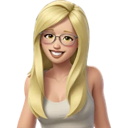 smiling blonde girl in glasses sticker