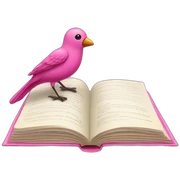 Book and pink bird sticker