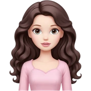 A white Barbie girl with long dark brown wavy hair in pale pink clothes has loving look sticker