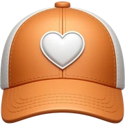 Orange trucker hat with heart on the front  sticker