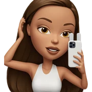 brown-haired girl with smartphone sticker