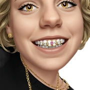 smiling girl with jewelry sticker