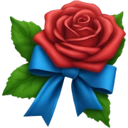 Blue bow and a red rose  sticker