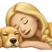 woman asleep with golden retriever  sticker