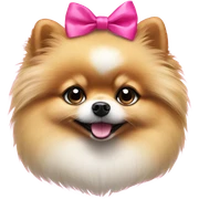 lying small Pomeranian with a pink bow sticker