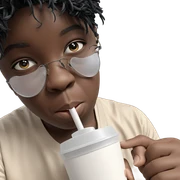 boy with cup and straw sticker