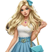 blonde girl outdoors with jewelry sticker