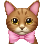 Brown cat with pink bow sticker