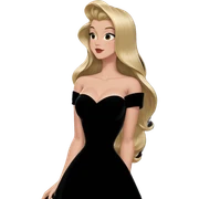 blonde girl in black dress sticker