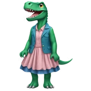 dinosaur with dress   sticker