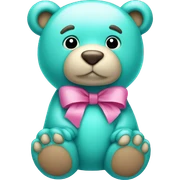 turquoise bear with pink bow sticker