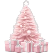Light pink Christmas gifts under a white Christmas tree  sticker