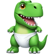 Green t-rex in a puffy diaper   sticker