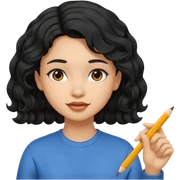 Una chica con el cabello negro ondulado haciendo lengua de señas sticker
