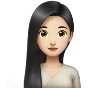 Korean girl with very long black hair sticker