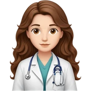 Doctor with long brown wavy hair sticker