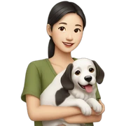 asiatique avec un chien sticker
