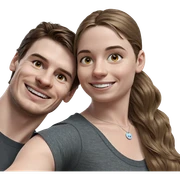 smiling girl with boy portrait sticker