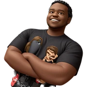 playful smile in black shirt sticker