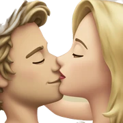 Blonde boy kissing brunette girl  sticker