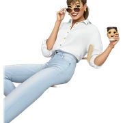 smiling girl with jewelry cup sticker