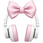 White headphones with soft pink bow sticker