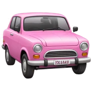 Un carro de color rosa con un lazo rosa sticker