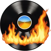vinyl record on fire sticker