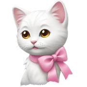 white kitty with pink bow sticker