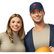 smiling couple in casual attire sticker