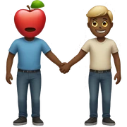 two apple holding hands sticker