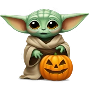baby yoda and Halloween pumpkin sticker