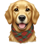 Golden retriever with plaid bandana  sticker