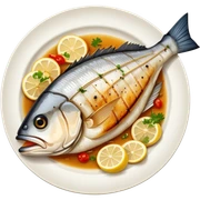 Plate of grilled sea bass  sticker