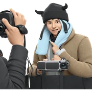 boy with hat and camera sticker