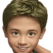smiling boy in green shirt sticker