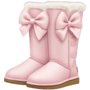 light pink UGG winter boots with a bow sticker