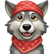 Wolf wearing a red bandana sticker