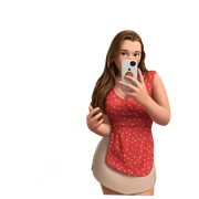 brown haired girl taking selfie sticker