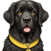Newfoundland with yellow collar sticker