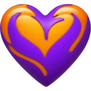Orange heart with purple heart sticker