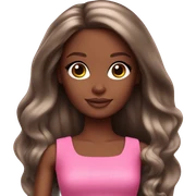 Barbie with dark skin tone and pink clothing and long hair sticker