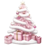 Light pink Christmas gifts under a white Christmas tree  sticker