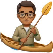 Wearing glasses Man with canoe sticker