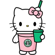 Hello kitty drinking Starbucks  sticker