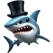 Shark with a top hat sticker