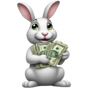 Rabbit with money sticker