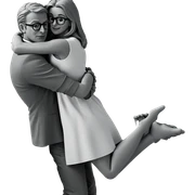 couple in monochrome embrace sticker
