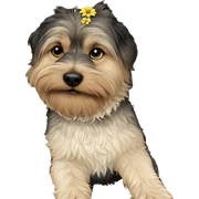 dog surrounded by flowers indoors sticker