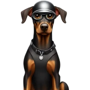Doberman on motorcycles  sticker